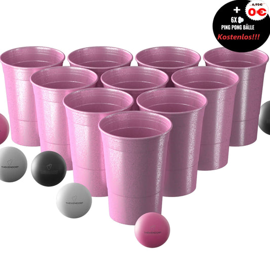 Nachhaltiges Beer Pong Set *Pink Glitzer*