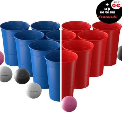 Nachhaltiges Beer Pong Set *Rot/Blau*