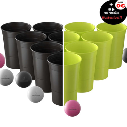 Nachhaltiges Beer Pong Set *Schwarz/Neongelb*