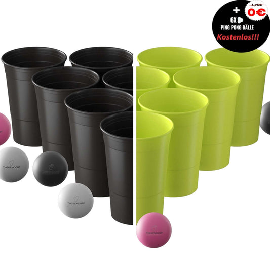 Nachhaltiges Beer Pong Set *Schwarz/Neongelb*